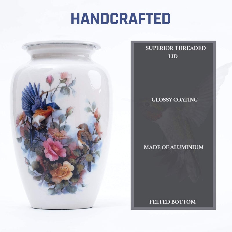 BOLD & DIVINE Birds & Floral Theme Cremation Urn | Human Ashes Adult Memorial urn, Burial, Funeral Cremation Urns (Large Urn) - Image 3